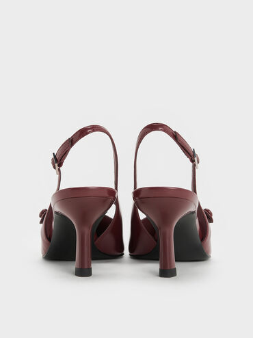 Pointed-Toe Mary Jane Slingback Pumps, Burgundy, hi-res