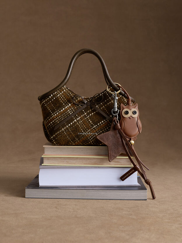 Hazel Checkered Bow Tubular Top Handle Bag, Multi, hi-res