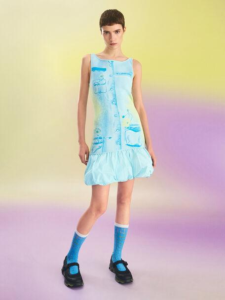 Mesh Gradient Wave Mary Jane Sneakers, Black, hi-res