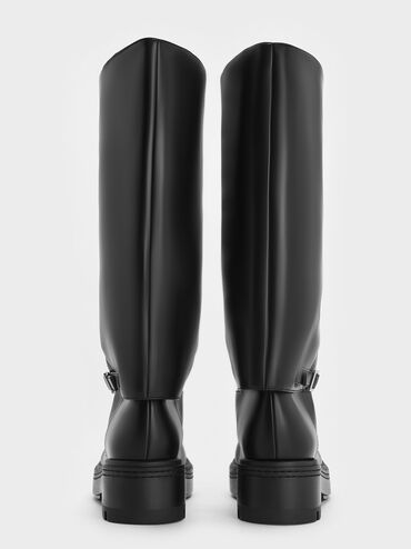 Davis Buckled Fold-Over Boots, Black, hi-res