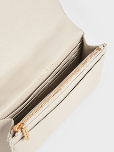 Paffuto Quilted Chain-Handle Long Wallet, Cream, hi-res