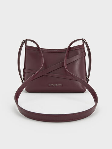 Bryna Buckled-Strap Crossbody Bag, Wineberry Red, hi-res