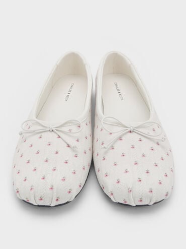 Floral-Print Bow Ballet Flats, Multi, hi-res