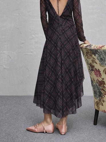 Jessy Recycled Polyester Bow Pointed-Toe Flats, Pink, hi-res