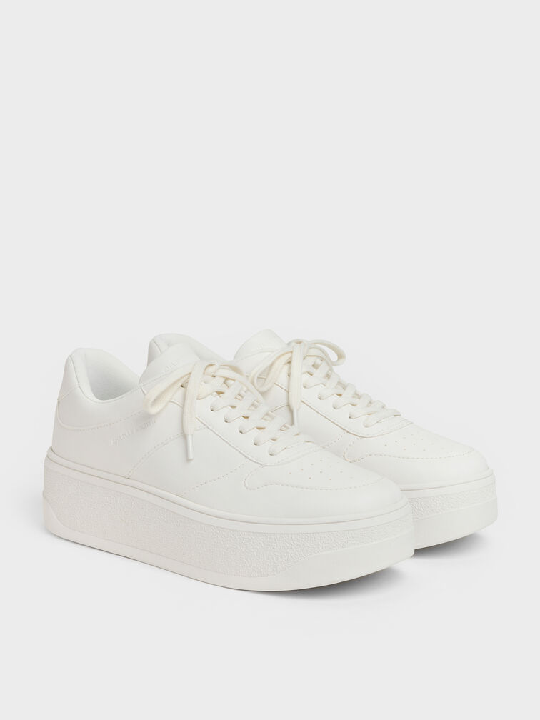 Platform Sneakers, White, hi-res