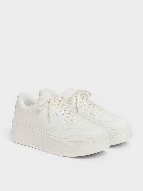 Platform Sneakers, White, hi-res