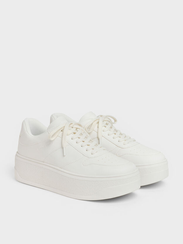 Platform Sneakers, White, hi-res