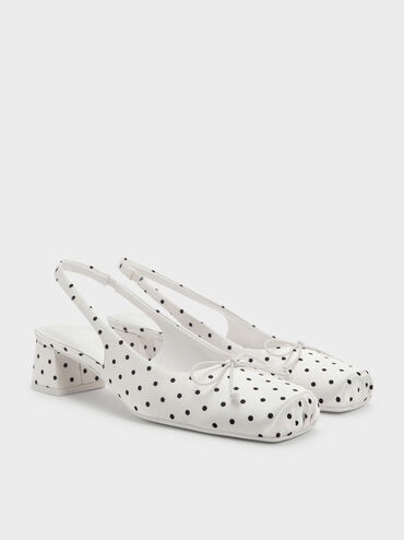 Sadira Satin Bow Square-Toe Slingback Pumps, Multi, hi-res