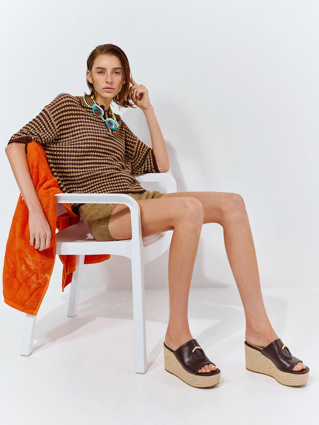 Metallic-Accent Espadrille Wedges, Maroon, hi-res