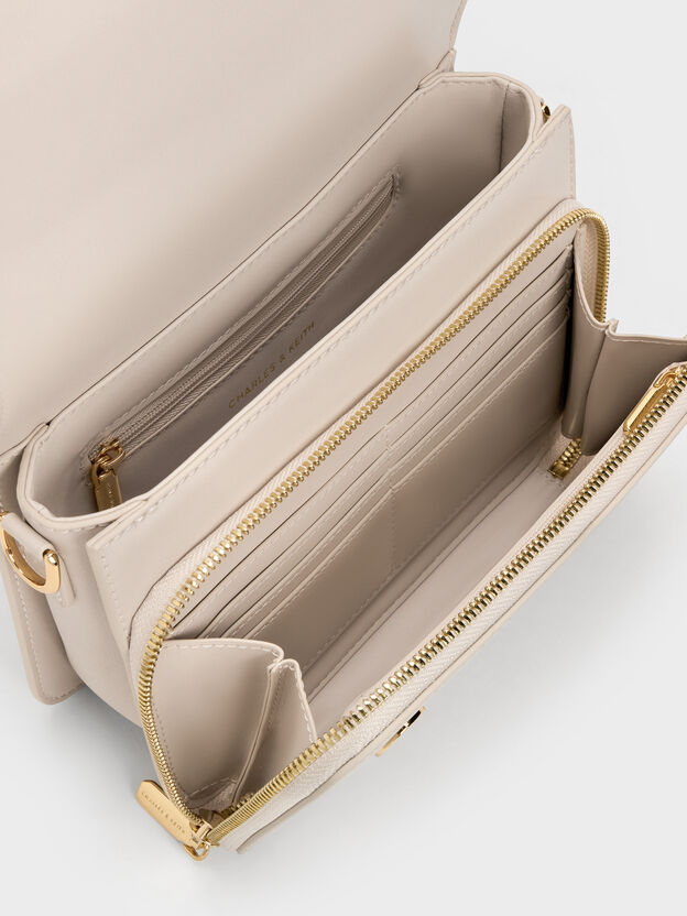 Octavia Front Flap Top Handle Bag, Ivory, hi-res