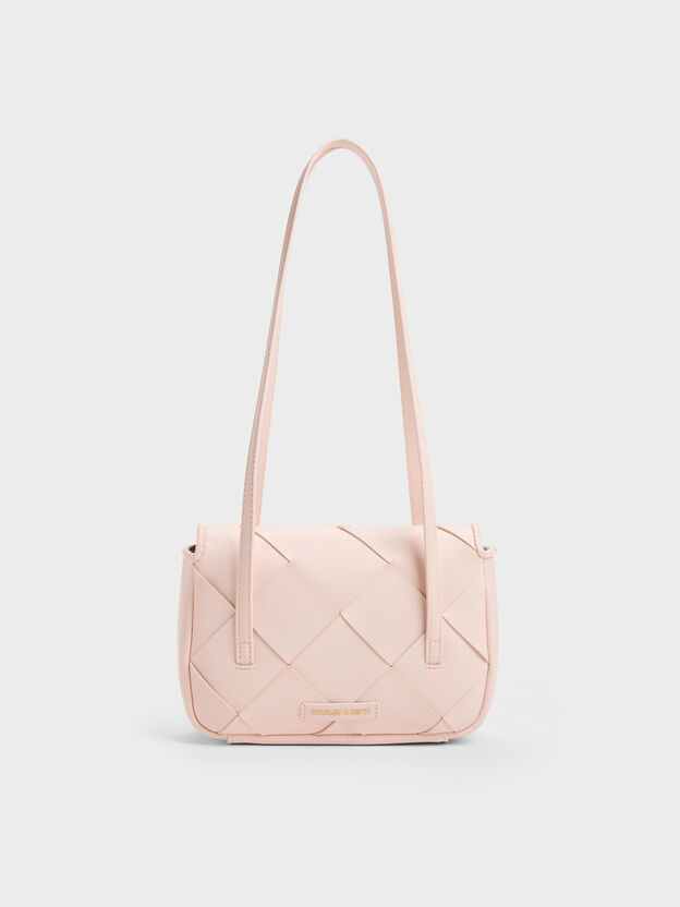 Maribel Woven Shoulder Bag, Soft Pink, hi-res