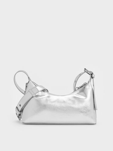 Atwood Chain-Embellished Shoulder Bag, Silver, hi-res