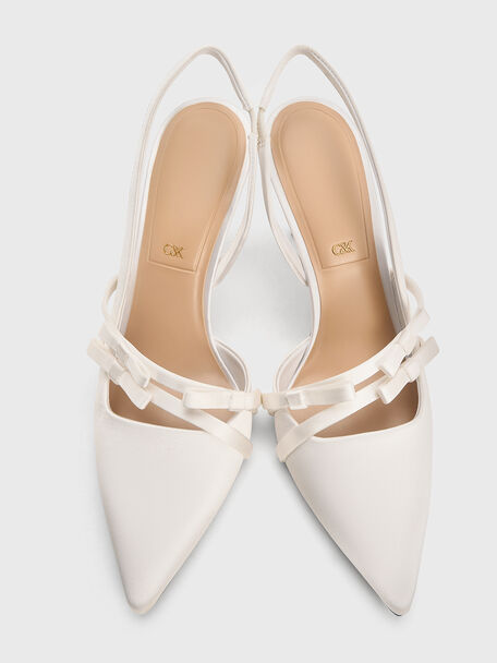 Jessy Bow Slingback Pumps, White, hi-res
