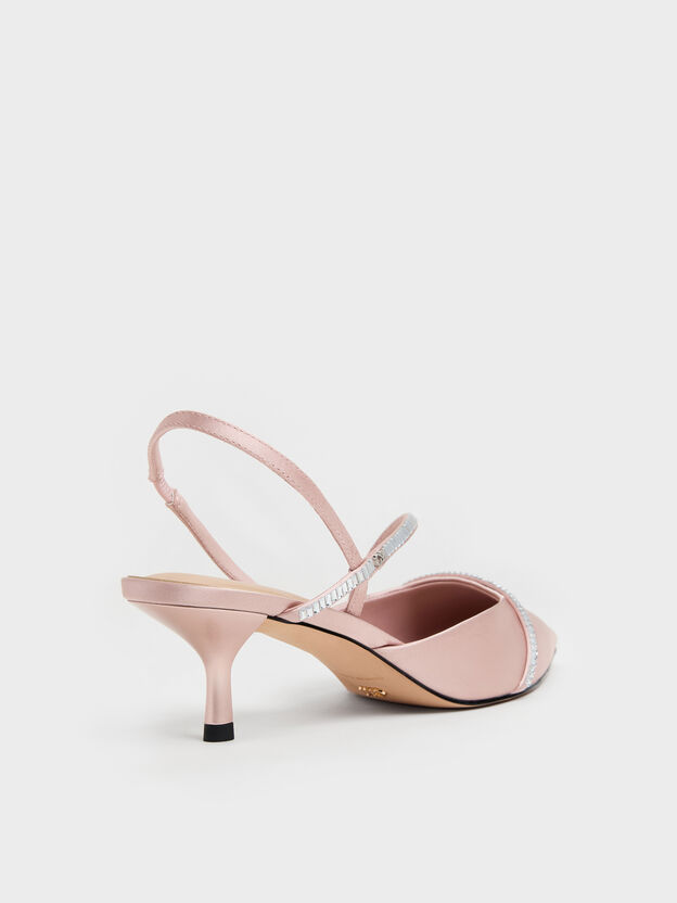 Gem Slingback Kitten Heels, Pink, hi-res