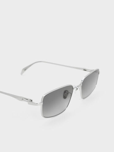 Inara Metallic-Rim Sunglasses, Silver, hi-res