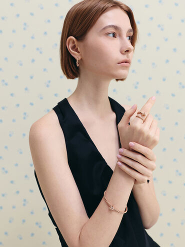 Sable Rope-Knot Hoop Earrings, Rose Gold, hi-res