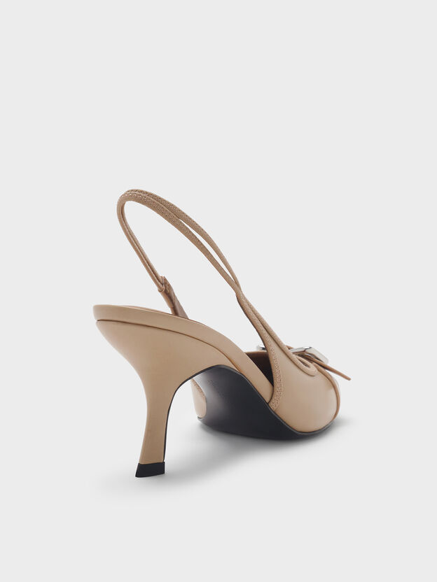 Anita Buckled Pointed Slingback Pumps, Taupe, hi-res
