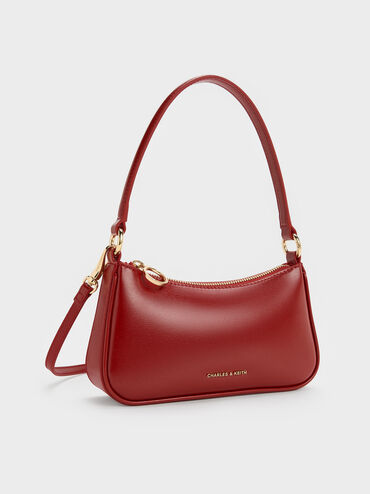 Elspeth Horse-Motif Shoulder Bag, Tomato Red, hi-res