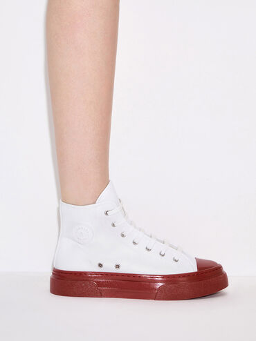 Kay Two-Tone High-Top Sneakers, Red, hi-res