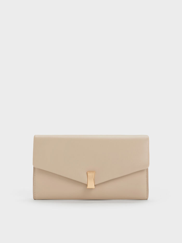 Lilibet Metallic-Accent Chain-Strap Long Wallet, Dusted Oat, hi-res
