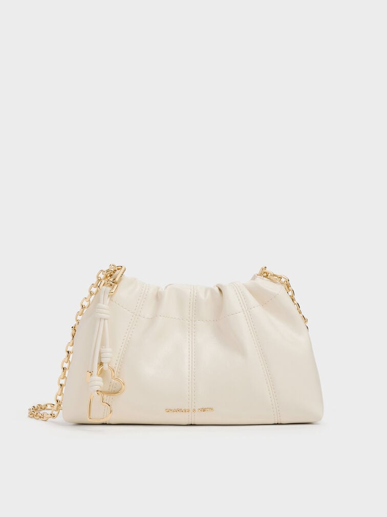Ciara Ruched Crossbody Bag, Cream, hi-res