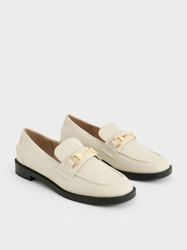 Leslie Metallic-Accent Loafers, Chalk, hi-res