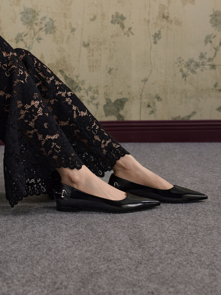 Erinna Metallic-Accent Pointed-Toe Flats, Black Box, hi-res