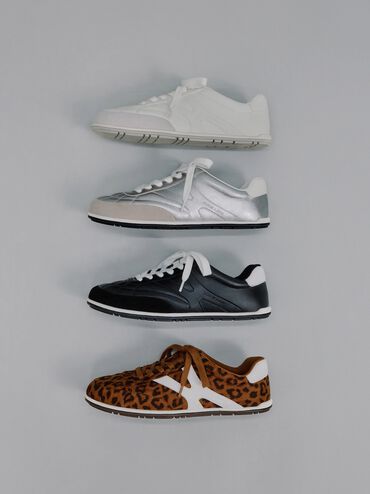 Faux Suede Leopard-Print Low-Top Sneakers, Animal Print Brown, hi-res