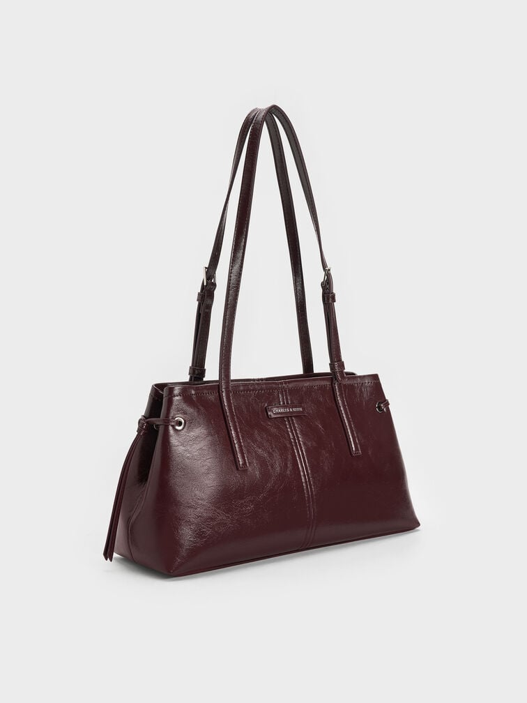 Noane Elongated-Handle Shoulder Bag, Wineberry Red, hi-res