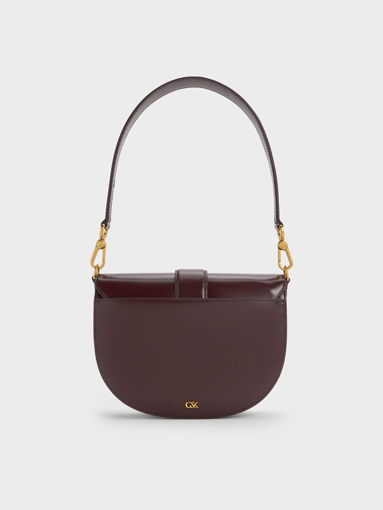 Gabine Leather Saddle Bag, Plum, hi-res