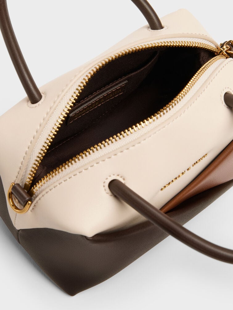 Midori Colourblock Geometric Bowling Bag, Multi Brown, hi-res