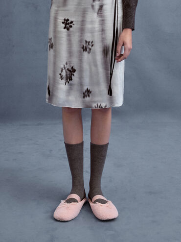 Nancy Faux Shearling Bow Ballet Mules, Pink, hi-res