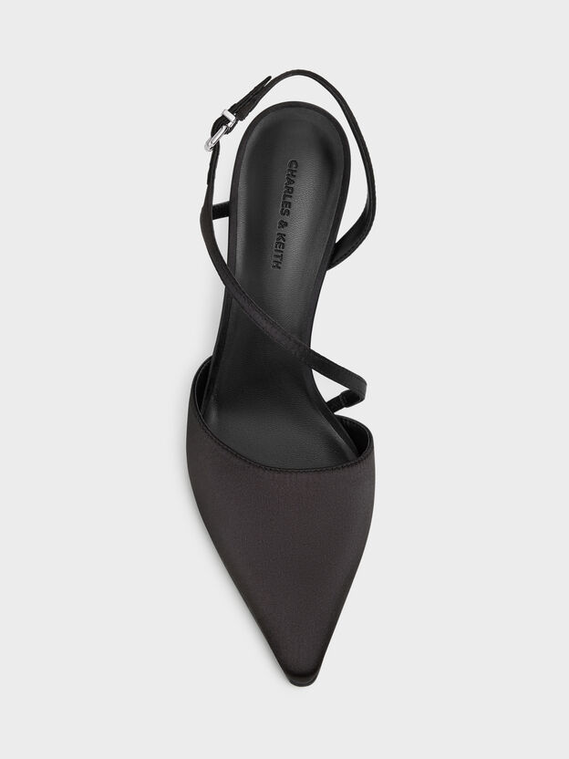 Cordelia Pointed Slingback Pumps, Black Textured, hi-res