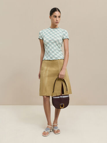 Gabine Leather Saddle Bag, Plum, hi-res