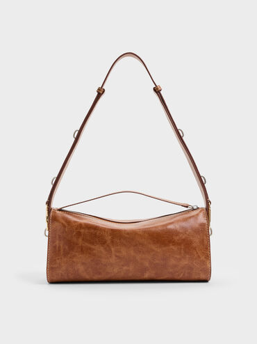 Delfina Elongated Shoulder Bag, Distressed Tan, hi-res