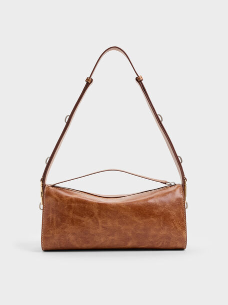 Delfina Elongated Shoulder Bag, Distressed Tan, hi-res