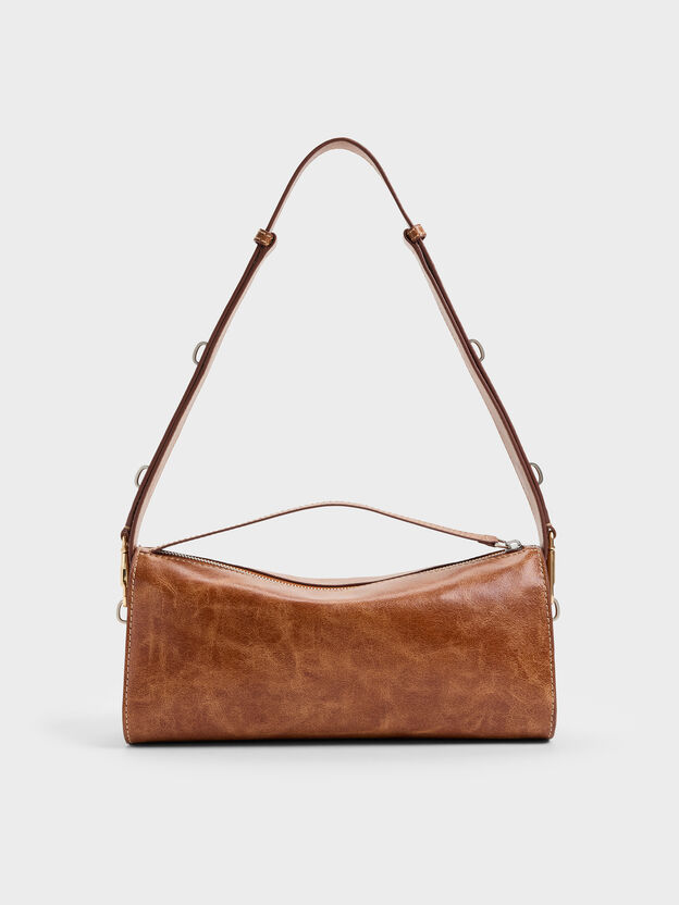 Delfina Elongated Shoulder Bag, Distressed Tan, hi-res