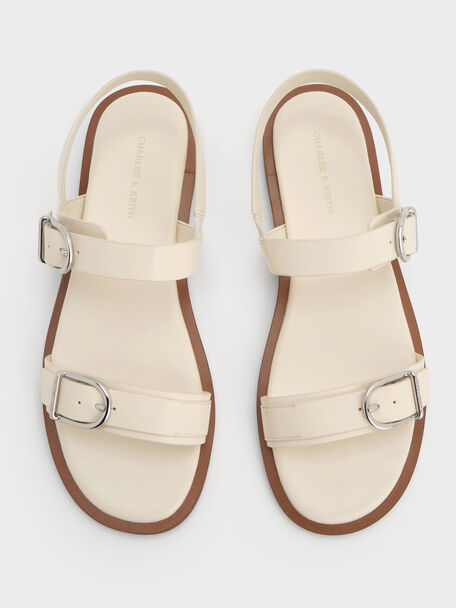Double-Strap Slingback Sandals, Cream, hi-res