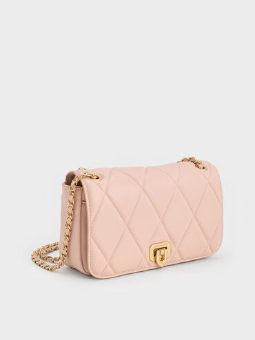 Arwen Diamond-Quilt Braided-Strap Shoulder Bag, Light Pink, hi-res