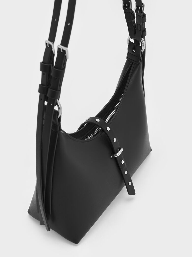 Lark Studded Belted Shoulder Bag, Noir, hi-res