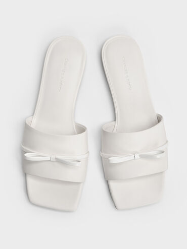 Bow Slide Sandals, White, hi-res