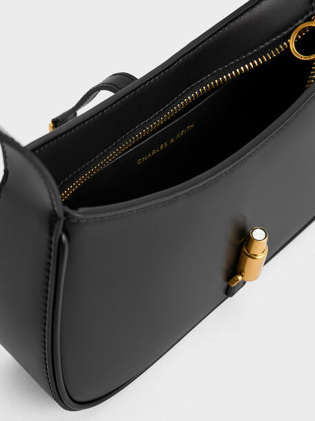 Cesia Metallic-Accent Shoulder Bag, Black, hi-res