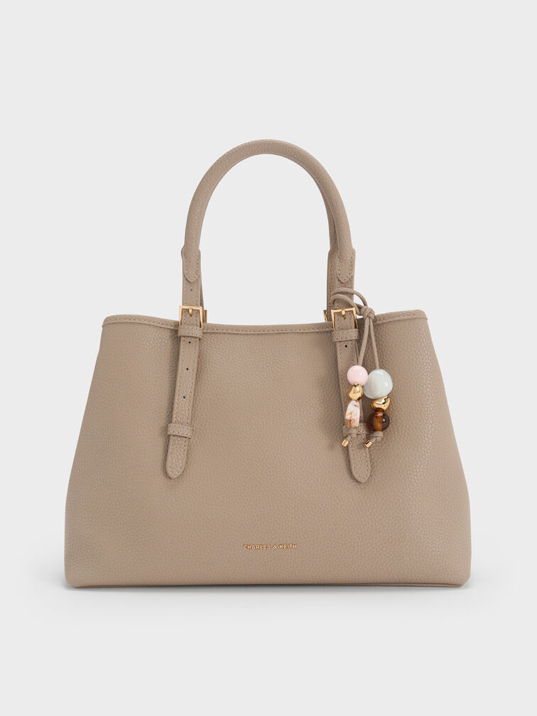 Baral Bead-Charm Tote Bag, Taupe, hi-res