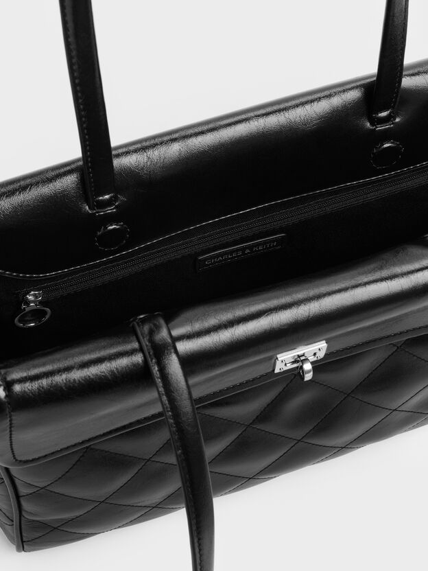 XL Apfra Quilted Tote Bag, Noir, hi-res