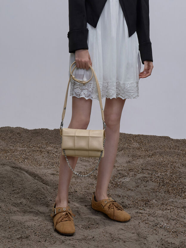 Delfina Quilted Wallet On Chain, Sand Beige, hi-res