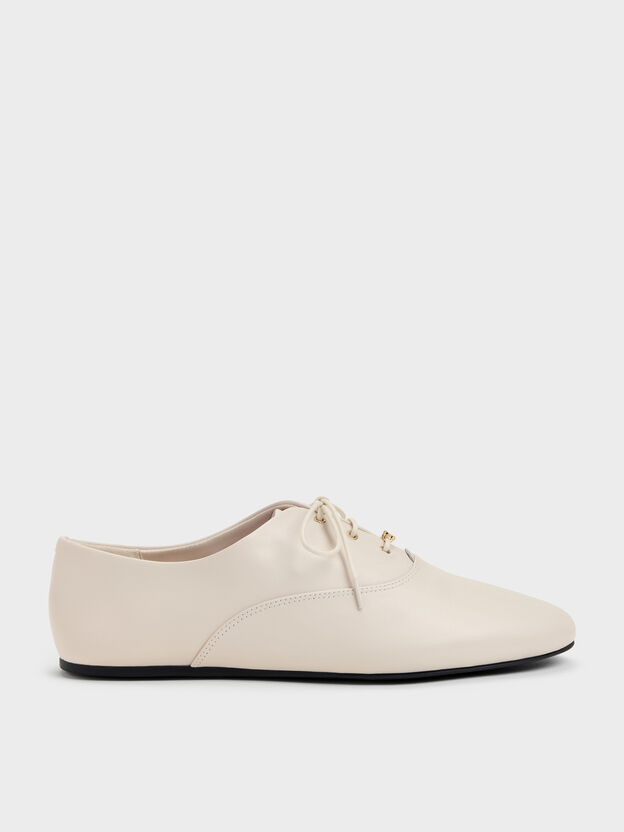 Pippa Leather Derby Flats, Chalk, hi-res