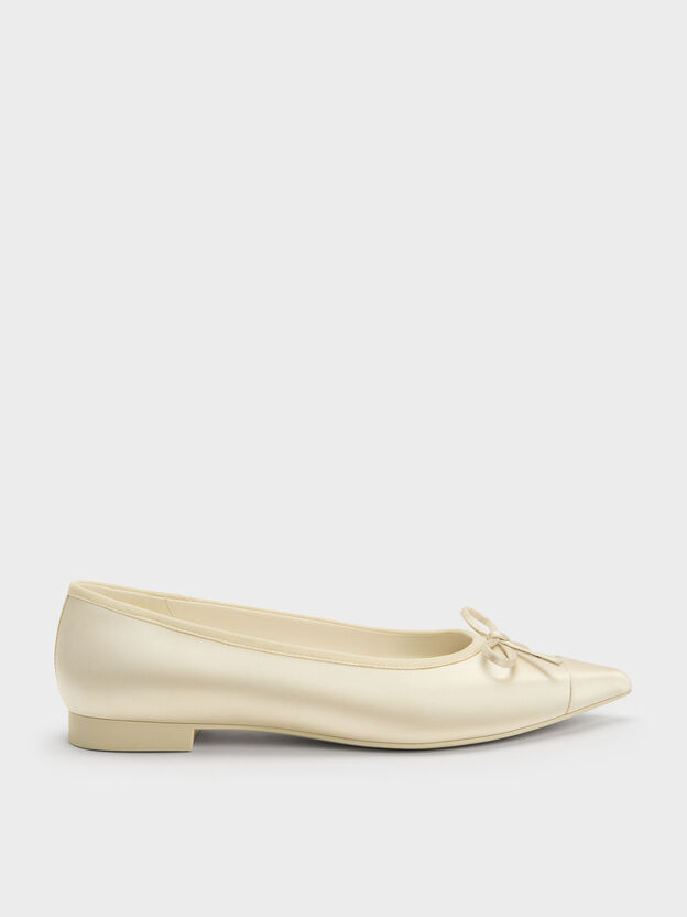 Briella Satin Cap-Toe Flats, Cream, hi-res