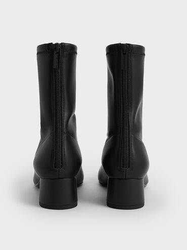 Stitch-Trim Heeled Ankle Boots, Black, hi-res