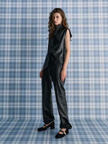 Lando Faux Suede Mary Jane Pumps, Black2, hi-res