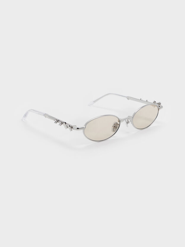 Paige Bow Crystal Sunglasses, Silver, hi-res